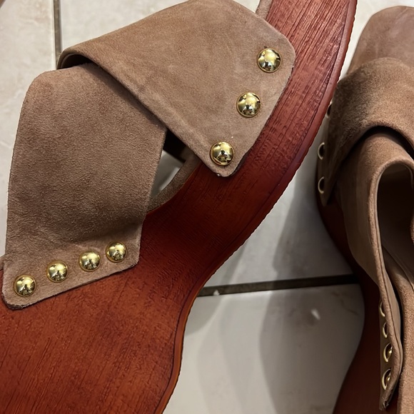 Level up Crossover strap Stud detail Open toe Platform sole High wedge heel - Picture 7 of 8